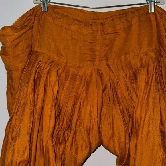 Harem Style Orange Boho Pants Shimmering Fabric Womens - Picture 2 of 7